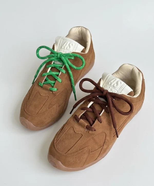 Tenis Dama Gamuzados Miel – Cordones Intercambiables