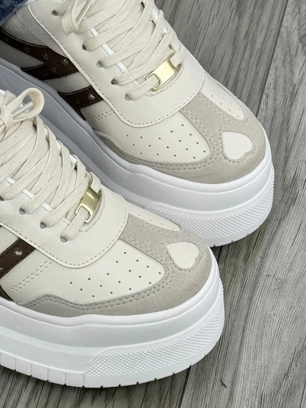 Tenis para Mujer Nevvo Love Beige| Calzado Casual Femenino - Nevvo