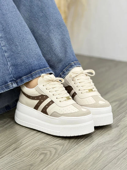 Tenis para Mujer Nevvo Love Beige| Calzado Casual Femenino - Nevvo