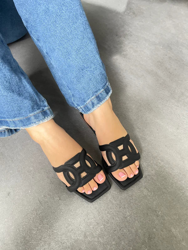 Sandalias para Mujer Nevvo Regina Negro| Calzado Casual Femenino