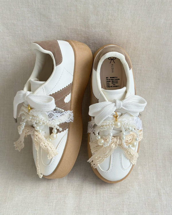 Tenis Madem Blanco vista superior cordones encaje