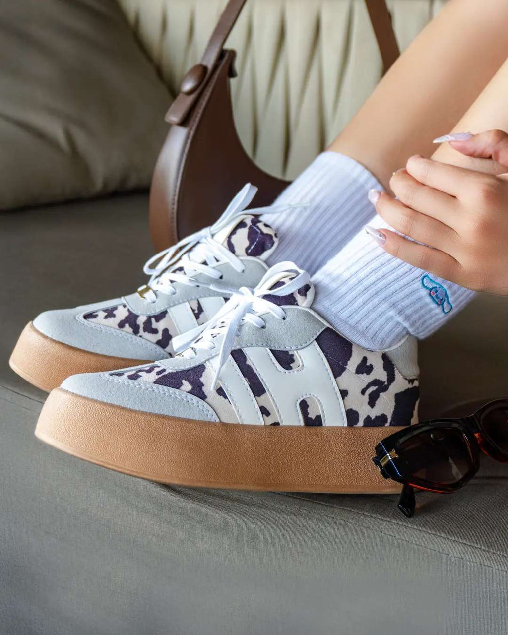 Tenis Mujer Cow Print – Blanco