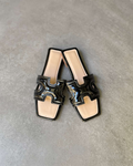 Sandalias Mujer Lisa – Negro/Charol