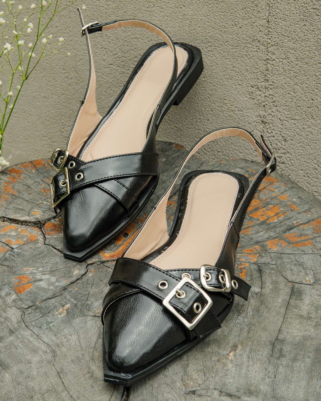 Stilettos Mujer Dos Hebillas – Negro