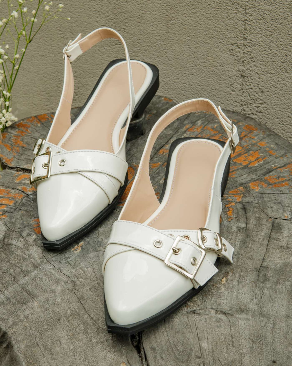 Stilettos Mujer Dos Hebillas – Marfil